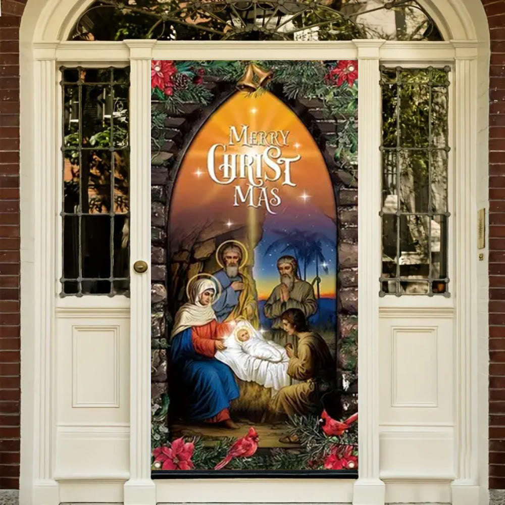 Christianartworkshop Rideau de porte illuminé style Sainte Famille : Décoration de Noël de la Nativité - image 5