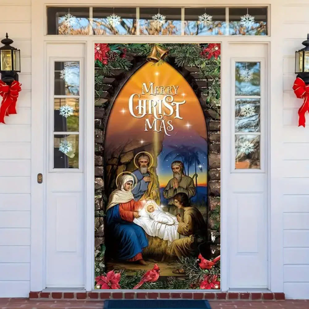 Christianartworkshop Rideau de porte illuminé style Sainte Famille : Décoration de Noël de la Nativité - image 4