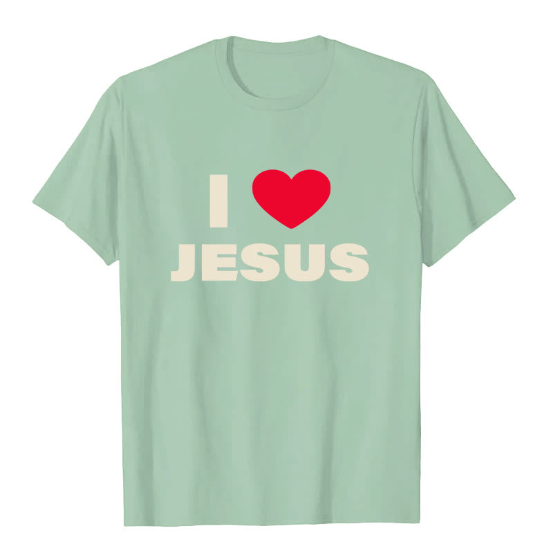 T-shirt unisexe Christianartworkshop « J'aime Jésus » - Vert gazon - 2XL - image 7