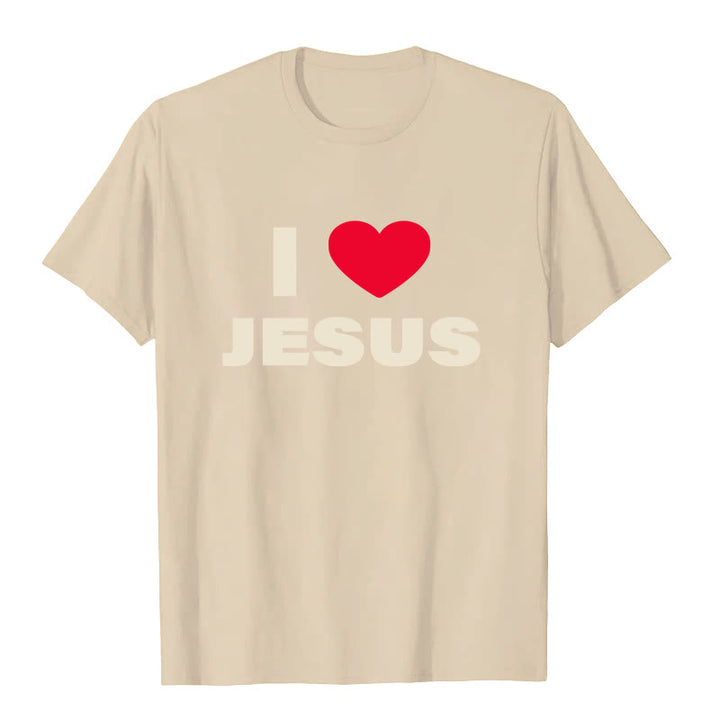 T-shirt unisexe Christianartworkshop « J'aime Jésus » - Beige - 2XL - image 2