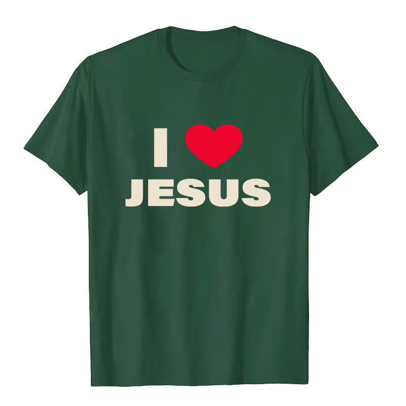 T-shirt unisexe Christianartworkshop « J'aime Jésus » - Vert foncé - 2XL - image 8