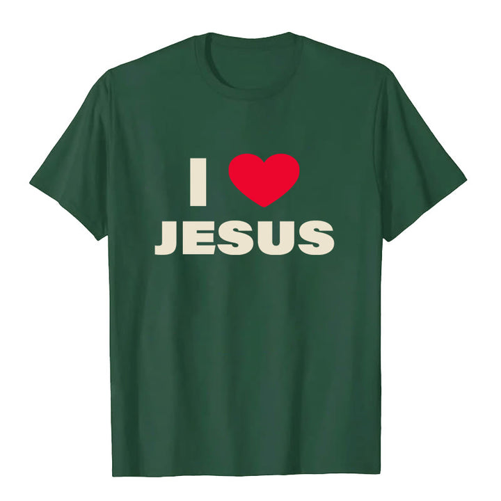 T-shirt unisexe Christianartworkshop « J'aime Jésus » - Vert foncé - 2XL - image 8