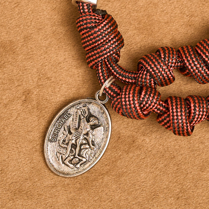 Christianartworkshop Chapelet en paracorde rouge foncé Warrior's Devotion avec saint Michel Archange - image 7