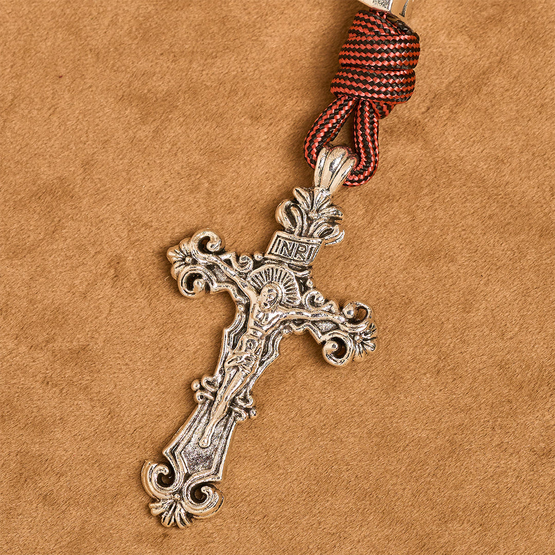 Christianartworkshop Chapelet en paracorde rouge foncé Warrior's Devotion avec saint Michel Archange - image 9