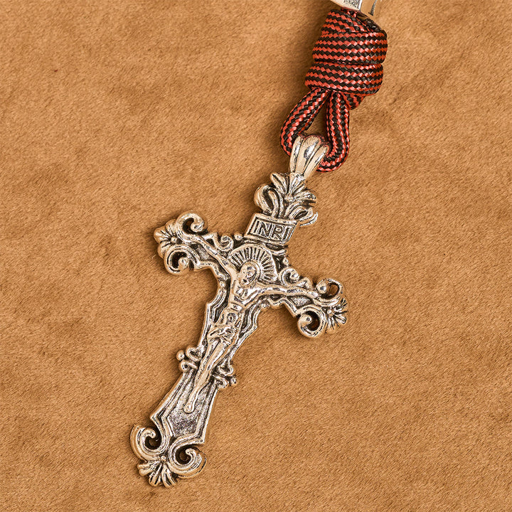 Christianartworkshop Chapelet en paracorde rouge foncé Warrior's Devotion avec saint Michel Archange - image 9