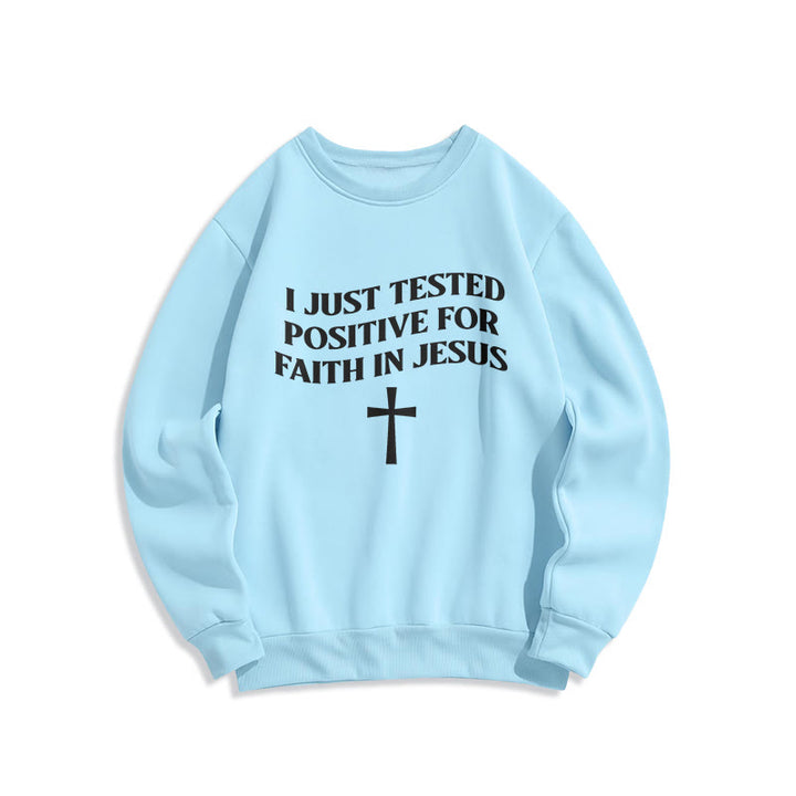 Christianartworkshop Je viens de tester positif pour la foi en Jésus Croix Sweat-shirt en polyester doublé polaire Je viens de tester positif pour la foi en Jésus - Bleu - 2XL - image 6