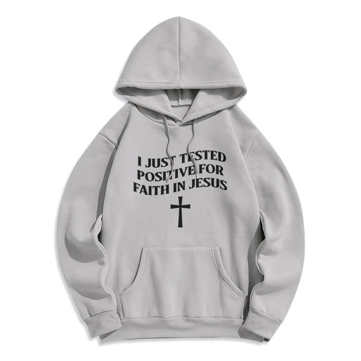 Christianartworkshop Je viens d'être testé positif pour la foi en Jésus. Sweat à capuche en polyester doublé polaire avec croix. - Gris - 2XL - image 2