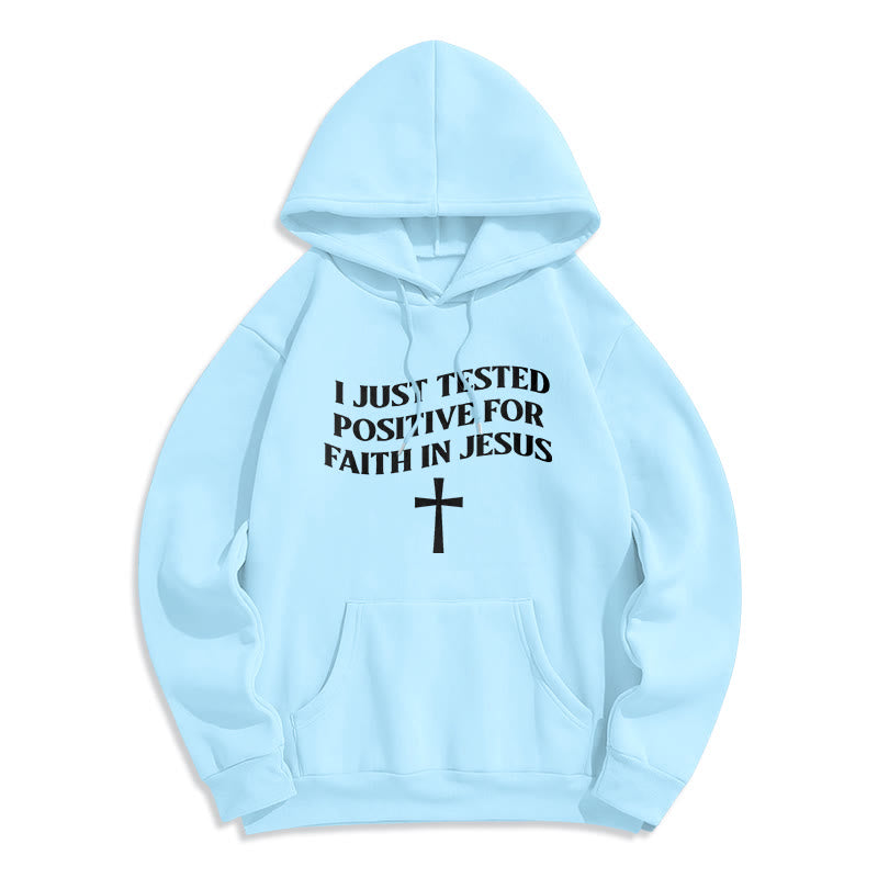 Christianartworkshop Je viens d'être testé positif pour la foi en Jésus. Sweat à capuche en polyester doublé polaire avec croix. - Bleu - 2XL - image 7