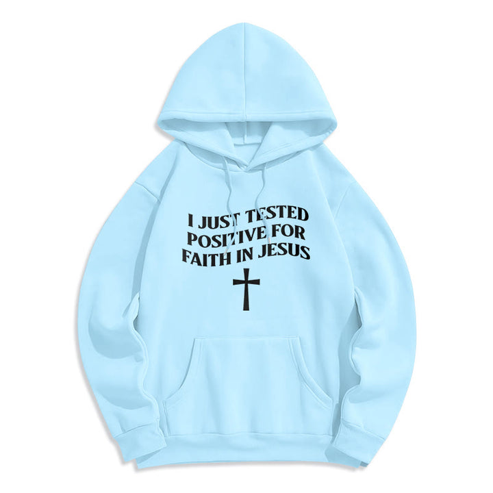 Christianartworkshop Je viens d'être testé positif pour la foi en Jésus. Sweat à capuche en polyester doublé polaire avec croix. - Bleu - 2XL - image 7