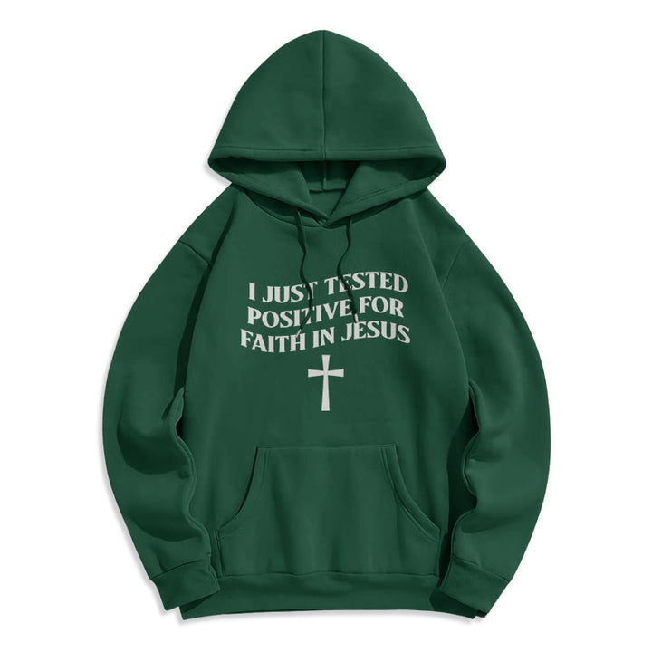 Christianartworkshop Je viens d'être testé positif pour la foi en Jésus. Sweat à capuche en polyester doublé polaire avec croix. - Vert - 2XL - image 0