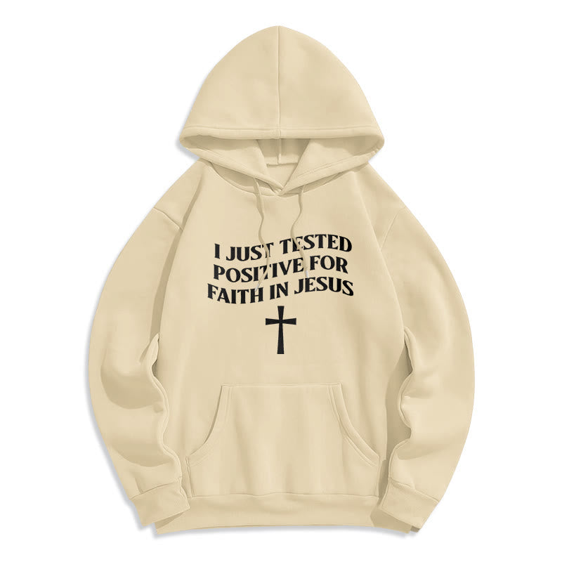 Christianartworkshop Je viens d'être testé positif pour la foi en Jésus. Sweat à capuche en polyester doublé polaire avec croix. - Beige - 2XL - image 6