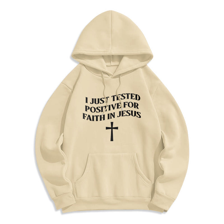 Christianartworkshop Je viens d'être testé positif pour la foi en Jésus. Sweat à capuche en polyester doublé polaire avec croix. - Beige - 2XL - image 6