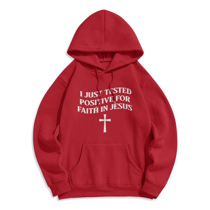 Christianartworkshop Je viens d'être testé positif pour la foi en Jésus. Sweat à capuche en polyester doublé polaire avec croix. - Rouge - 2XL - image 5