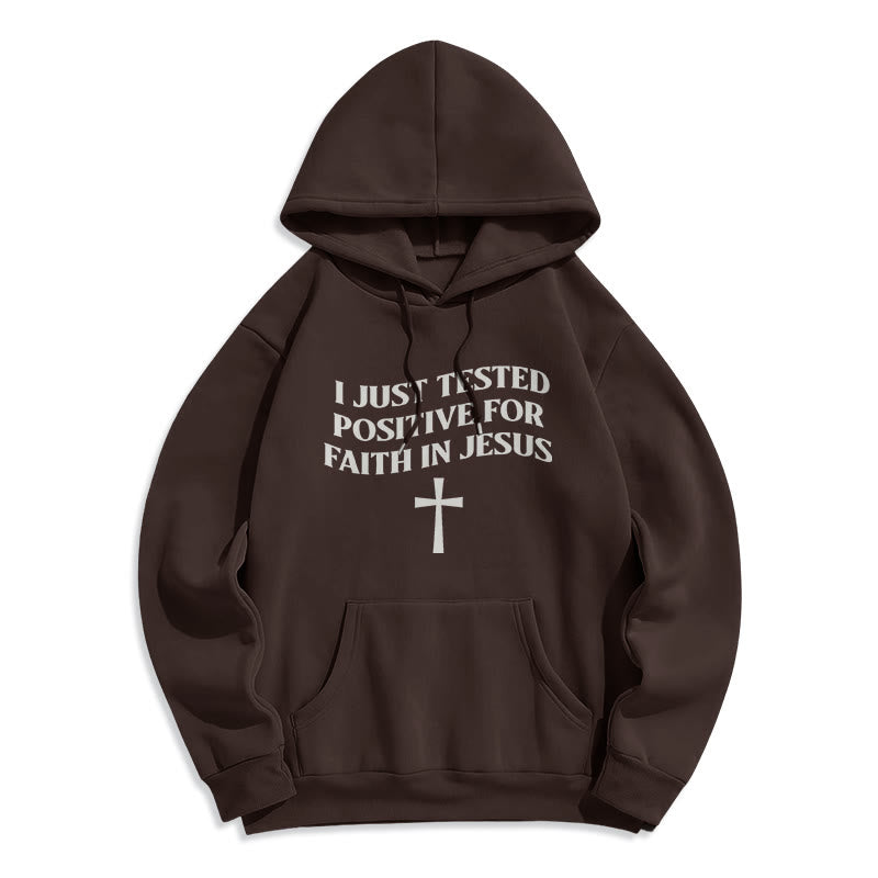 Christianartworkshop Je viens d'être testé positif pour la foi en Jésus. Sweat à capuche en polyester doublé polaire avec croix. - Brun - 2XL - image 3
