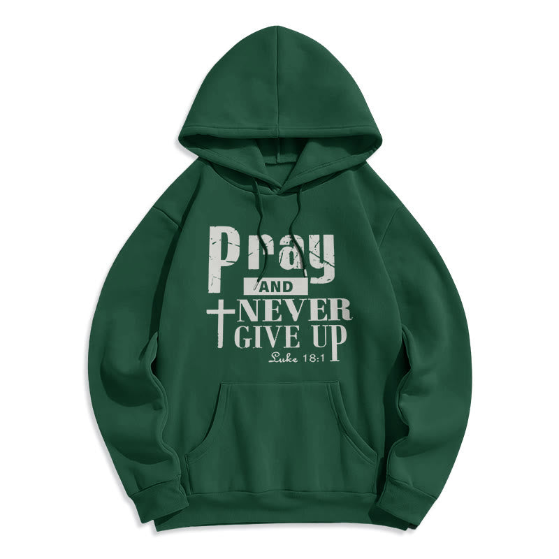 Christianartworkshop Croix et Écriture Priez et n'abandonnez jamais Sweat à capuche en polyester doublé polaire - Vert - 2XL - image 7