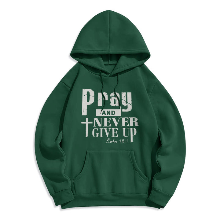 Christianartworkshop Croix et Écriture Priez et n'abandonnez jamais Sweat à capuche en polyester doublé polaire - Vert - 2XL - image 7