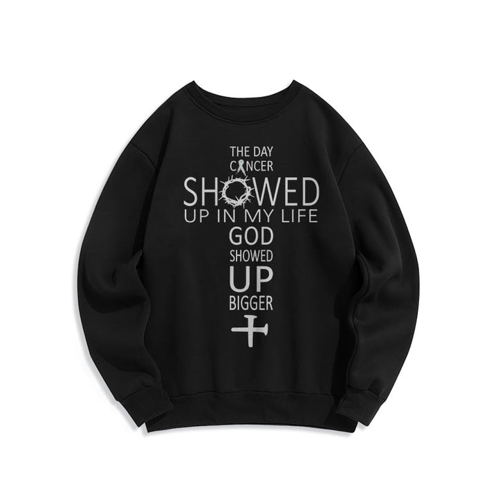 Atelier d'art chrétien Foi - Un Dieu plus fort que jamais, histoire de cancer Sweat-shirt en polyester doublé polaire - Noir - 2XL - image 0