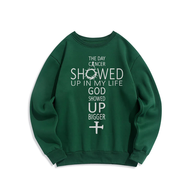 Atelier d'art chrétien Foi - Un Dieu plus fort que jamais, histoire de cancer Sweat-shirt en polyester doublé polaire - Vert - 2XL - image 6