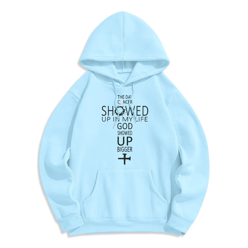 Christianartworkshop Foi - Dieu s'est manifesté plus fort - Histoire de cancer - Sweat à capuche en polyester doublé polaire - Bleu - 2XL - image 7