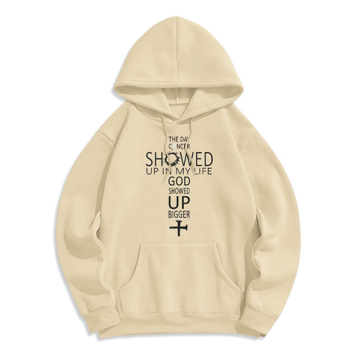Christianartworkshop Foi - Dieu s'est manifesté plus fort - Histoire de cancer - Sweat à capuche en polyester doublé polaire - Beige - 2XL - image 5