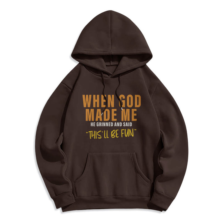 Atelier d'art chrétien - Sweat à capuche doublé polaire en polyester - Amusant et rempli d'histoires de foi sur la création de Dieu en moi - Brun - 2XL - image 0