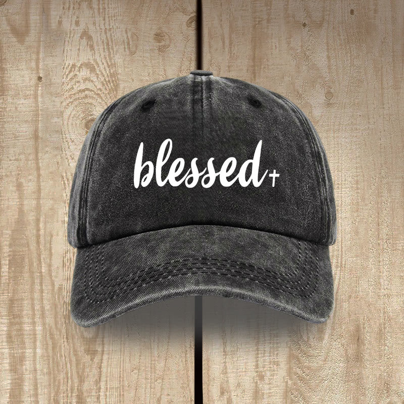 Christianartworkshop Chapeau unisexe en coton délavé vieilli style streetwear Blessed - Noir - image 0