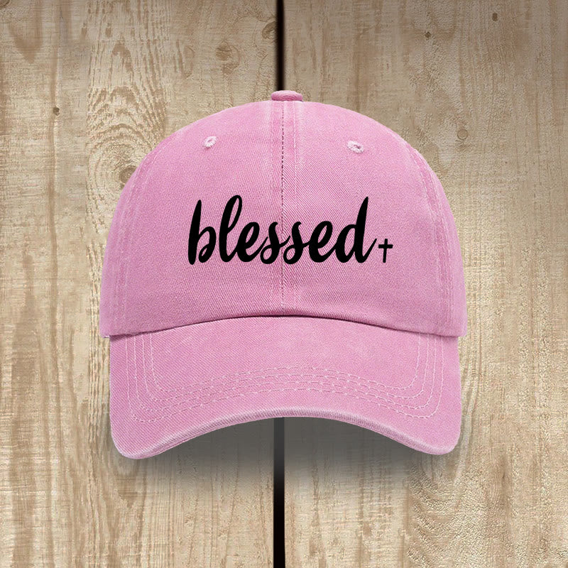 Christianartworkshop Chapeau unisexe en coton délavé vieilli style streetwear Blessed - Rose - image 13