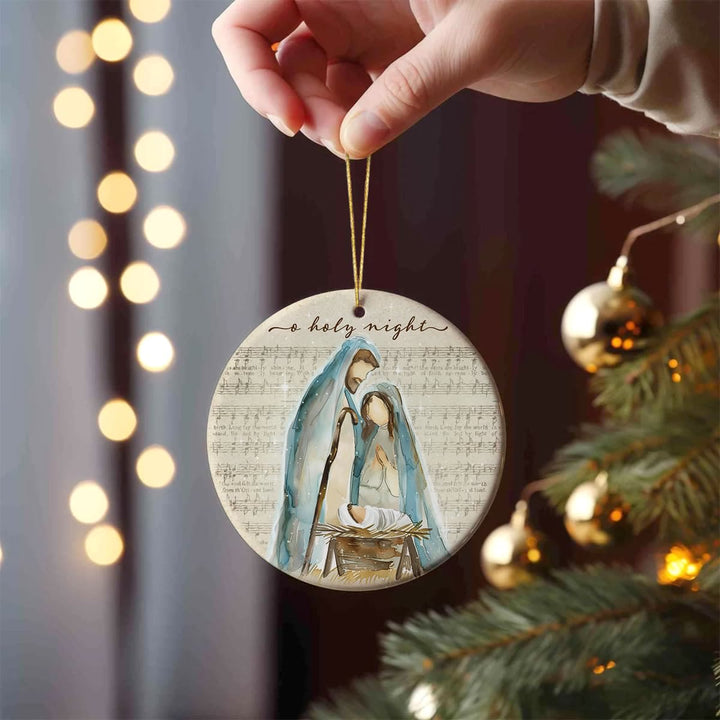 Christianartworkshop Partition musicale de « O Holy Night » et décorations de crèche à suspendre à l'aquarelle - image 2
