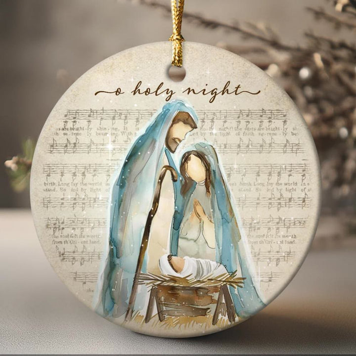 Christianartworkshop Partition musicale de « O Holy Night » et décorations de crèche à suspendre à l'aquarelle - image 3