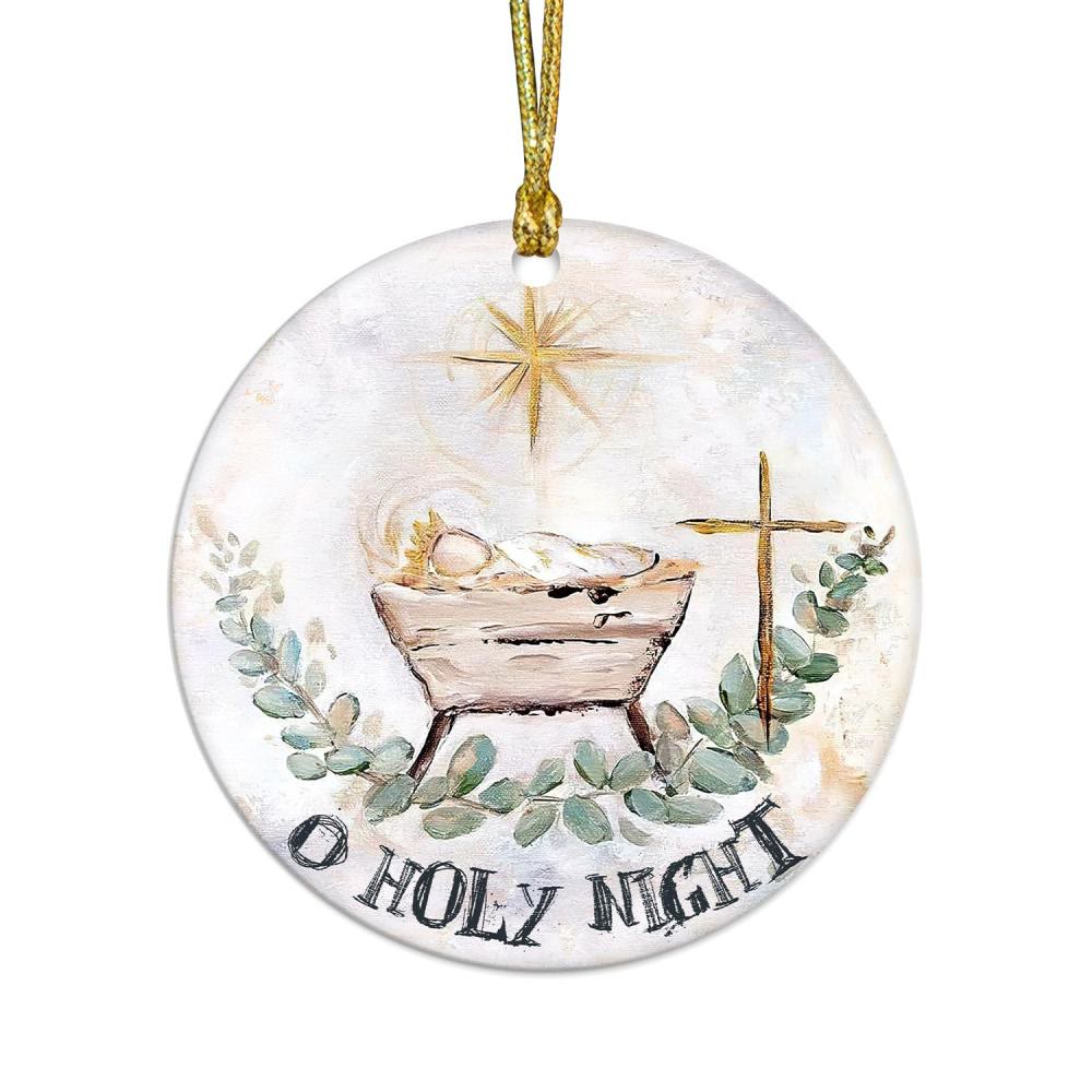 Christianartworkshop Aquarelle « O Holy Night », crèche et croix, décorations de Noël à suspendre - image 3