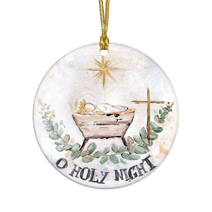 Christianartworkshop Aquarelle « O Holy Night », crèche et croix, décorations de Noël à suspendre - image 3