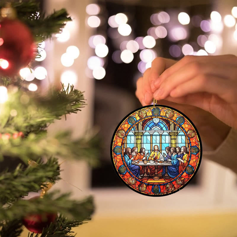 Christianartworkshop Ornements suspendus de style vitrail représentant la Cène - Style 5 - Céramique - image 4