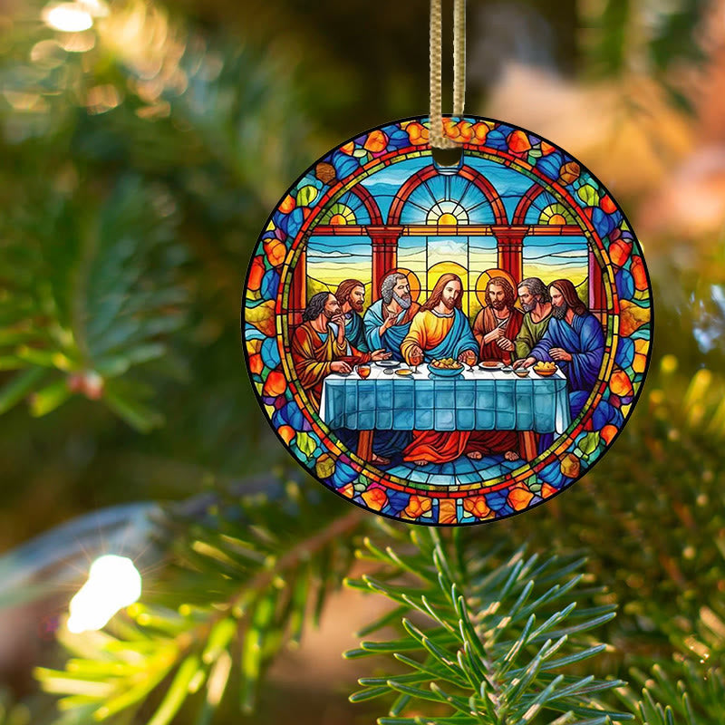 Christianartworkshop Ornements suspendus de style vitrail représentant la Cène - Style 2 - Céramique - image 1