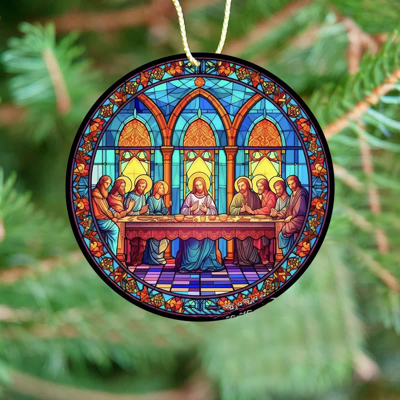 Christianartworkshop Ornements suspendus de style vitrail représentant la Cène - Style 3 - Céramique - image 2