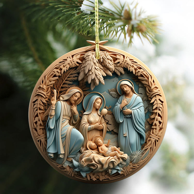 Christianartworkshop Décorations de Noël suspendues de style rétro Nativité B - Céramique - image 0