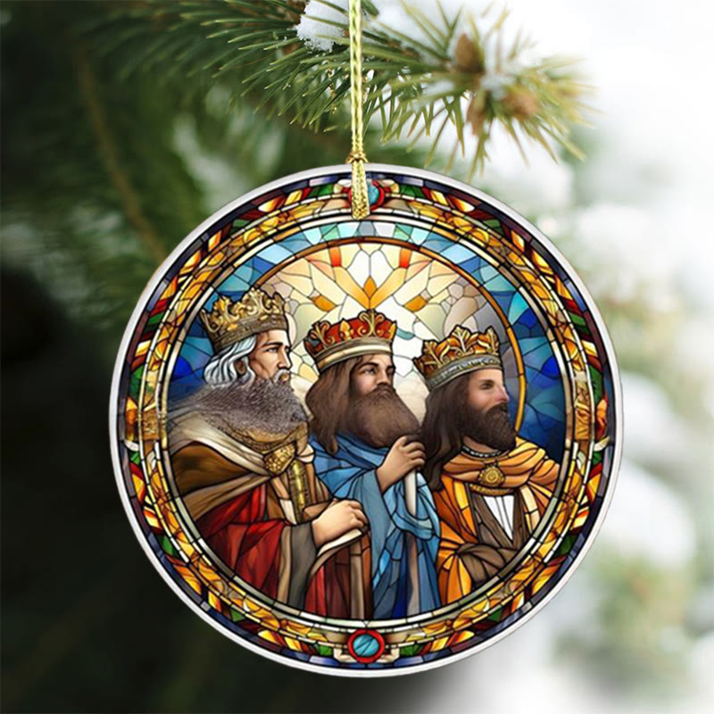 Christianartworkshop Ornements suspendus à éléments chrétiens de styles de vitraux B - image 1