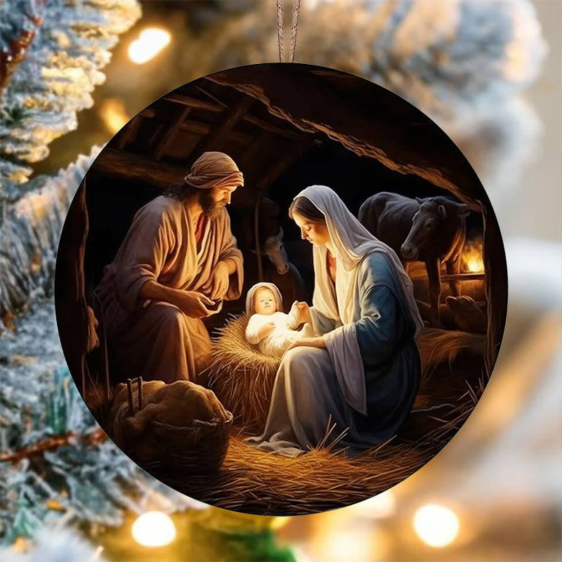 Christianartworkshop Ornements de Noël suspendus représentant Jésus né, style réaliste B - Céramique - image 0