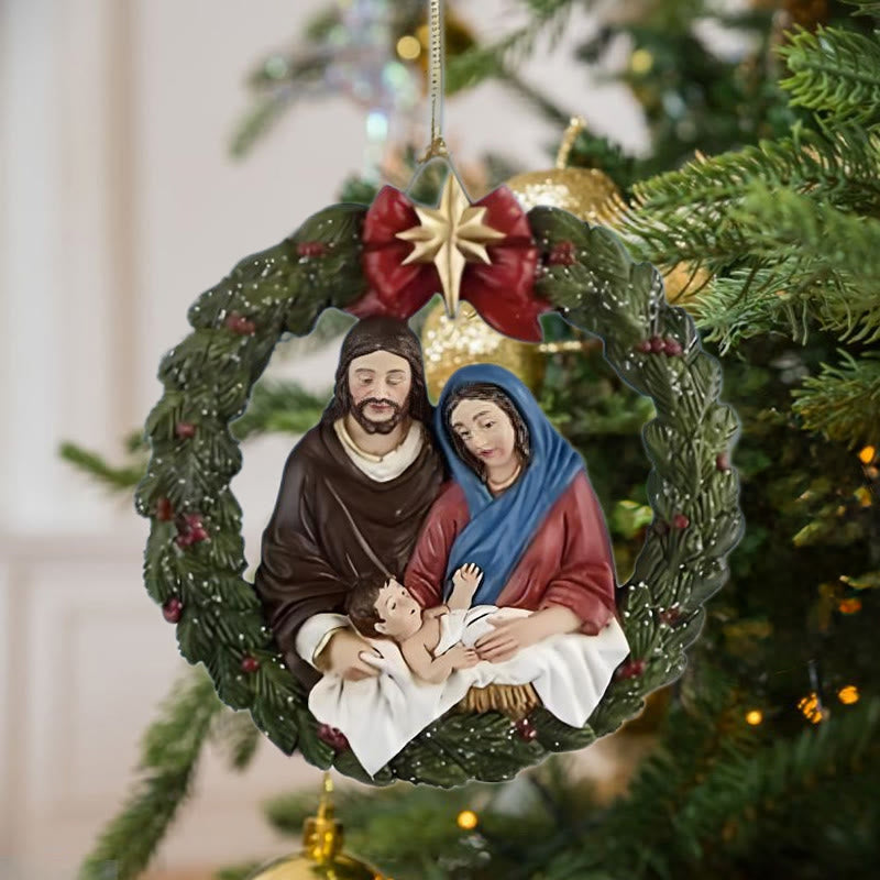 Christianartworkshop Ornements de Noël représentant la Sainte Famille, en résine colorée, style parasite - Style 1 - image 0