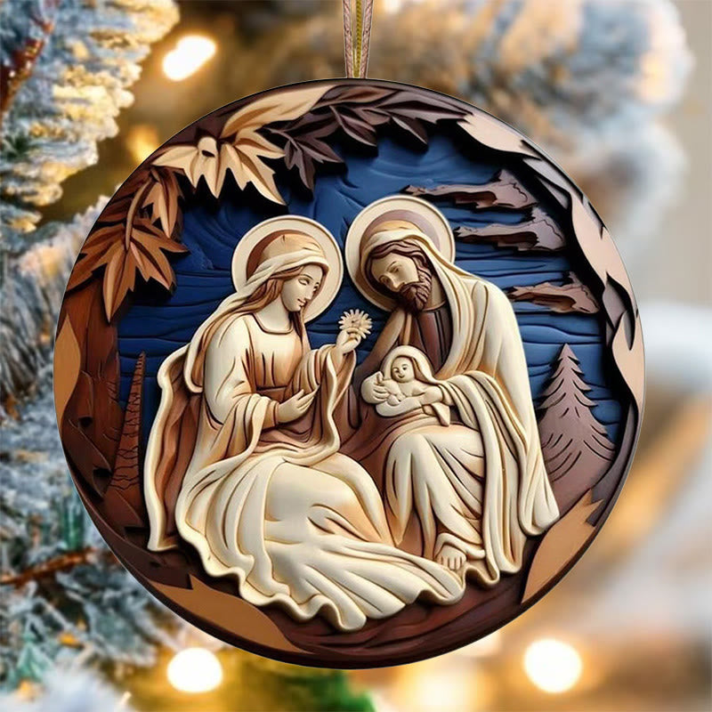 Christianartworkshop Décorations de Noël rétro à suspendre, crèche C - Céramique - image 0