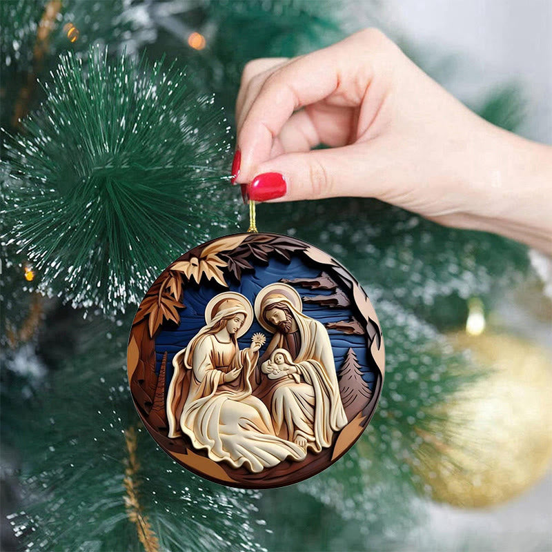 Christianartworkshop Décorations de Noël rétro à suspendre, crèche C - image 1