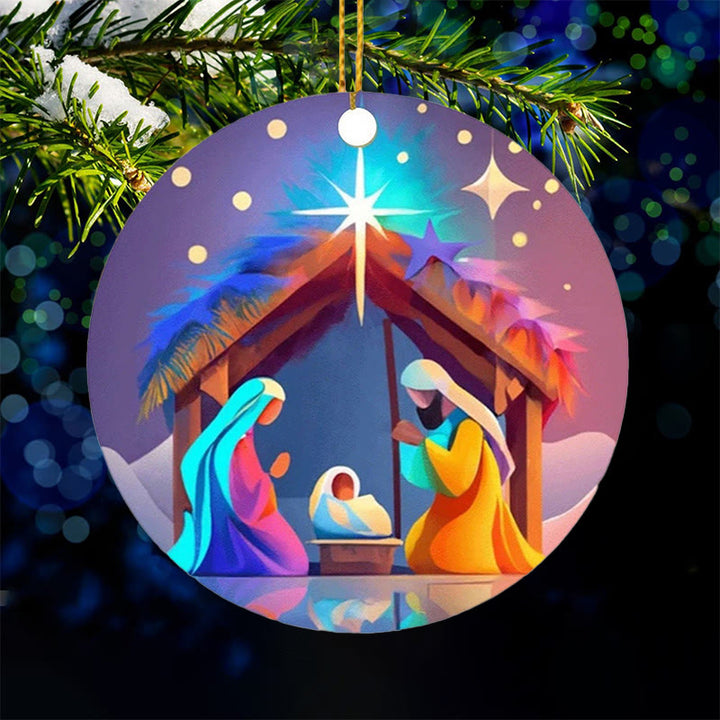 Christianartworkshop Décorations de Noël suspendues, style dessin animé abstrait, représentant la Nativité et la bénédiction C - image 4