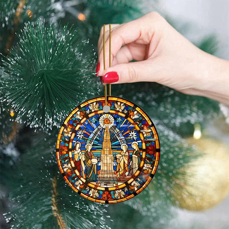 Christianartworkshop Ornements suspendus à éléments chrétiens de styles de vitraux C - image 1