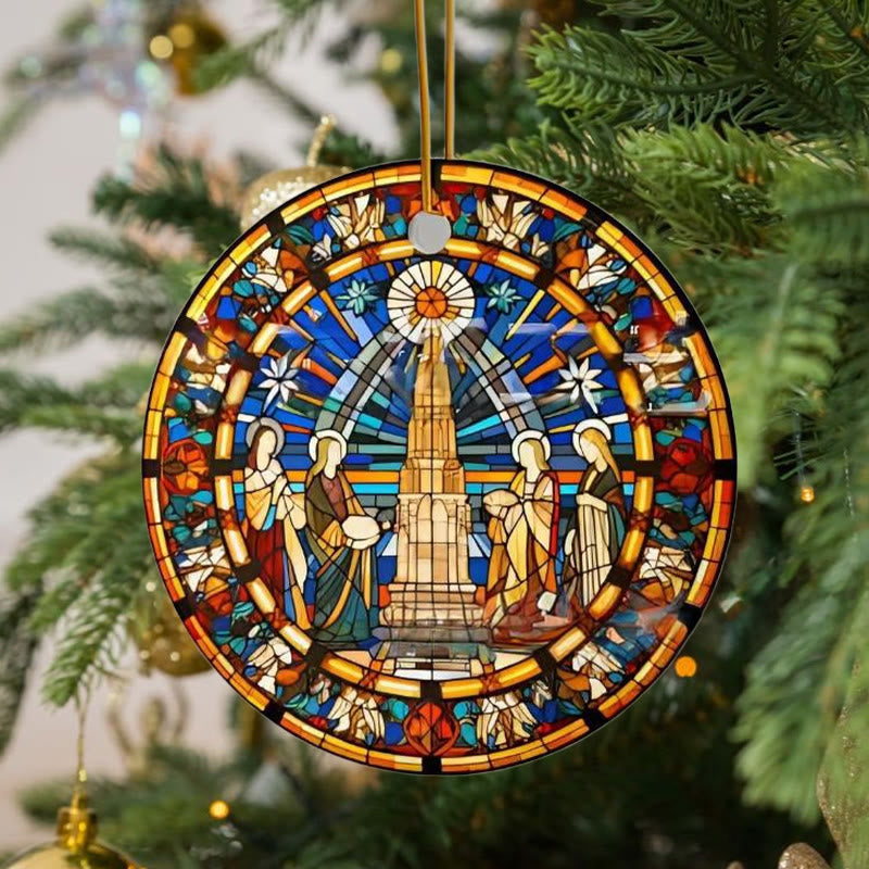 Christianartworkshop Ornements suspendus à éléments chrétiens de styles de vitraux C - image 3