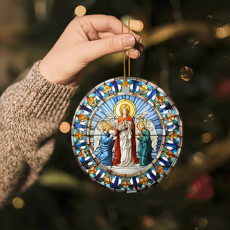 Christianartworkshop Ornements suspendus à éléments chrétiens de styles de vitraux D - image 4