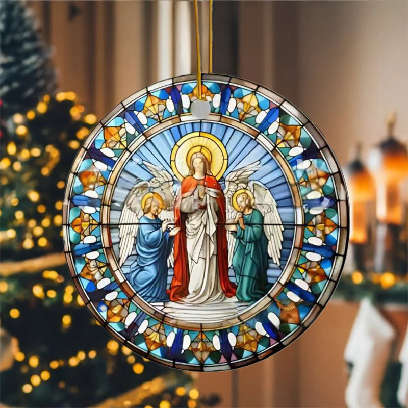 Christianartworkshop Ornements suspendus à éléments chrétiens de styles de vitraux D - Céramique - image 0