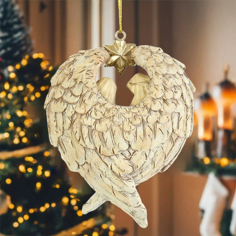 Christianartworkshop Crèche de Noël de style classique avec ailes d'anges et étoiles - Décorations à suspendre - image 7