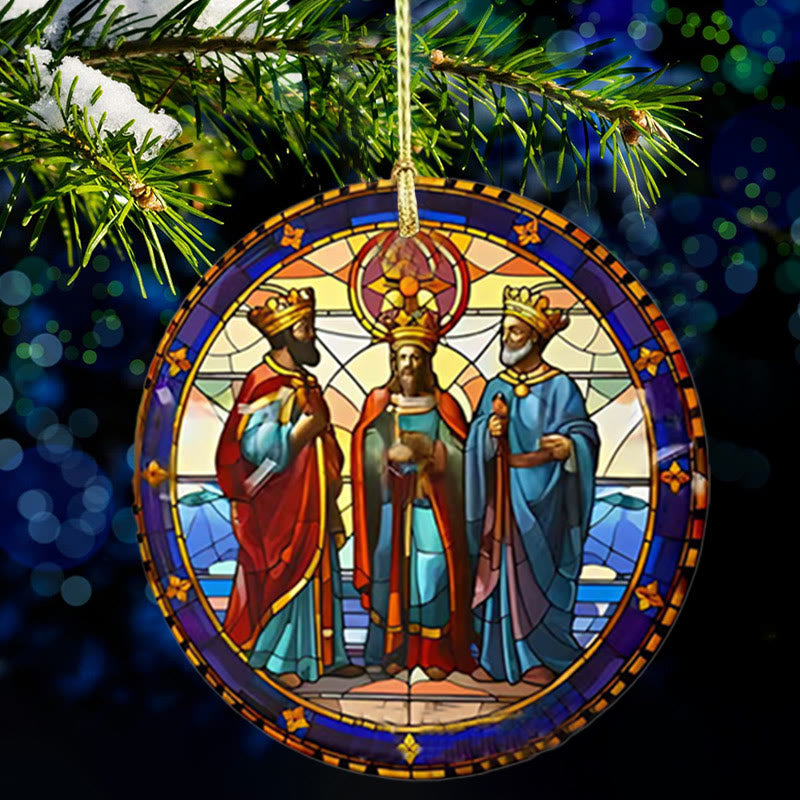 Christianartworkshop Ornements suspendus à éléments chrétiens de styles de vitraux E - Céramique - image 0