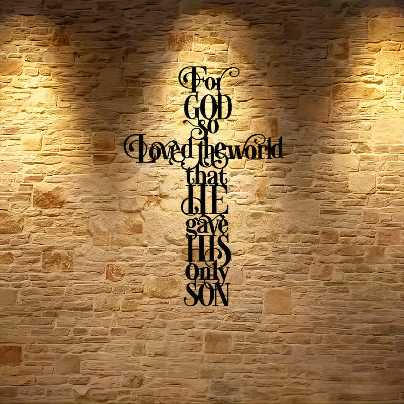 Christianartworkshop Jean 3:16 Car Dieu a tant aimé le monde Croix Décoration murale en métal - Noir - 10,47"*15,74"/26,6*40 cm - image 1
