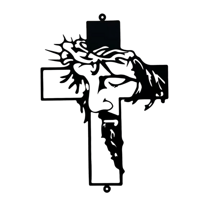 Christianartworkshop Croix en métal noir représentant Jésus avec une couronne d'épines - Décoration murale - image 6