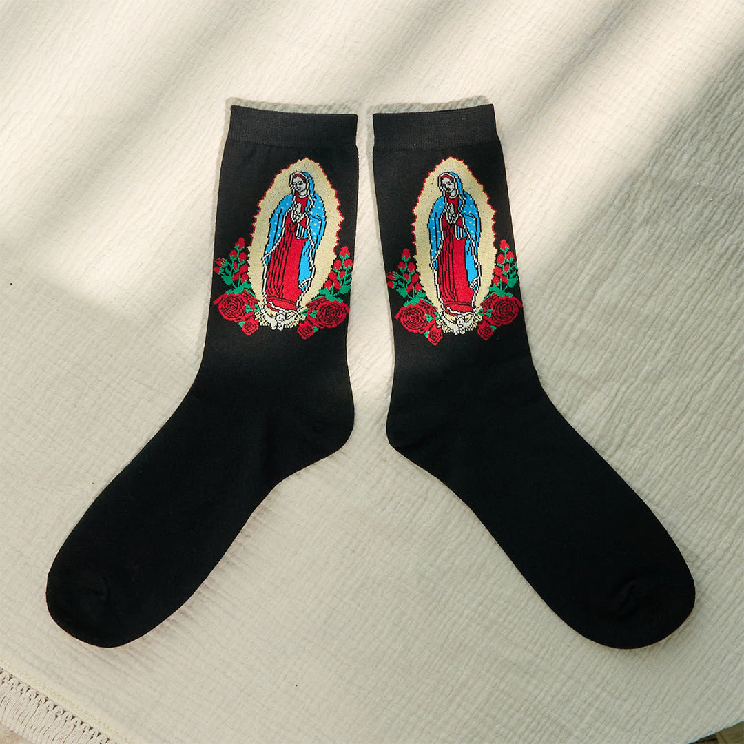 Christianartworkshop Chaussettes unisexes fidèles Notre-Dame de Guadalupe, porteuses de foi et de bénédictions quotidiennes - Taille unique (EU 36-46 / US 4-13) - 10 paires - image 0